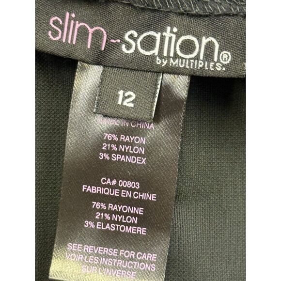 Slim-sation Pants Womens 12 Black Embroidered Floral Stretch Pull On Cropped - Picture 6 of 11